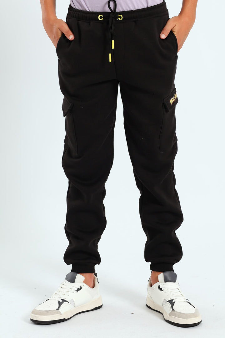 Boys Drake Cargo Trackpants - Black
