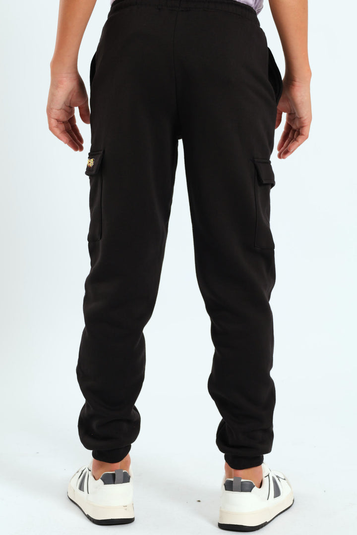 Boys Drake Cargo Trackpants - Black