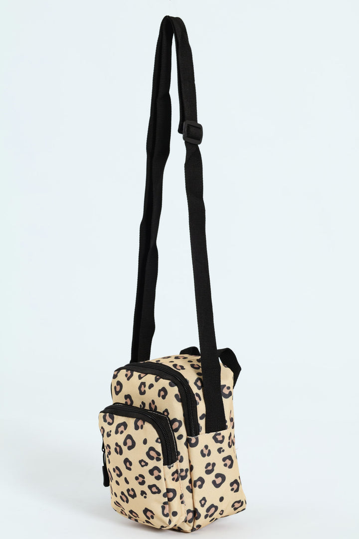 Girls Animal Print Nylon Sling Bag