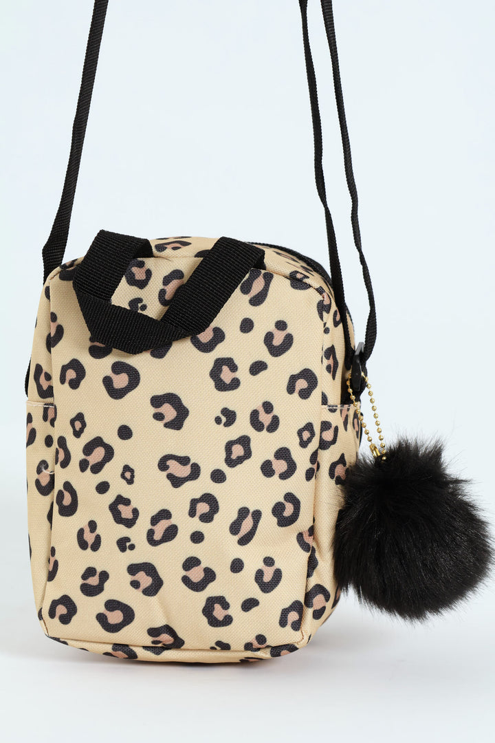 Girls Animal Print Nylon Sling Bag