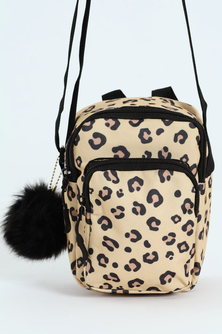 Girls Animal Print Nylon Sling Bag