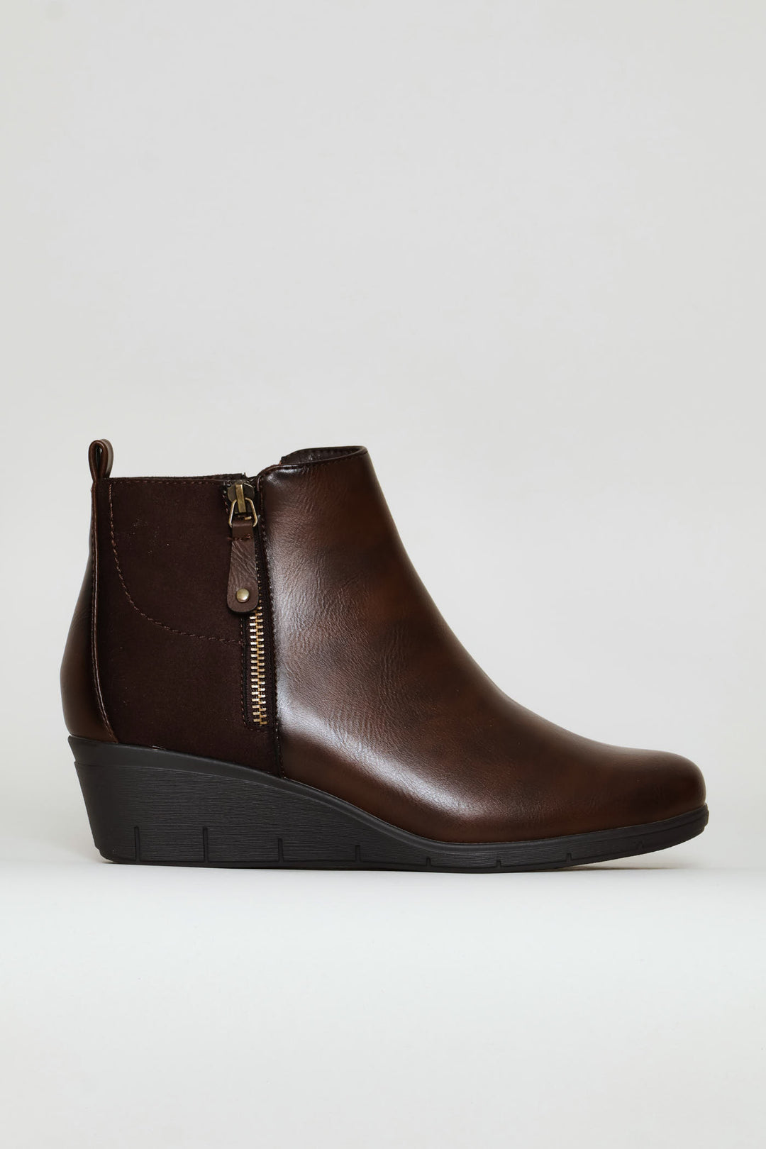 Ankle Wedge Boot - Brown