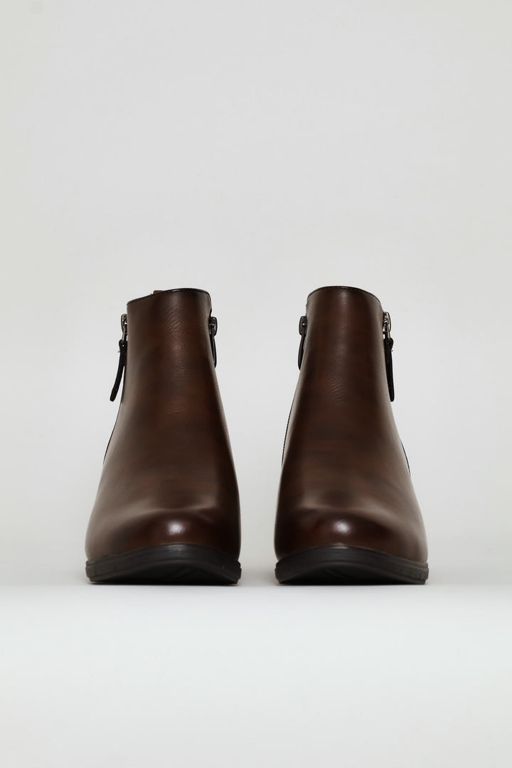 Ankle Wedge Boot - Brown