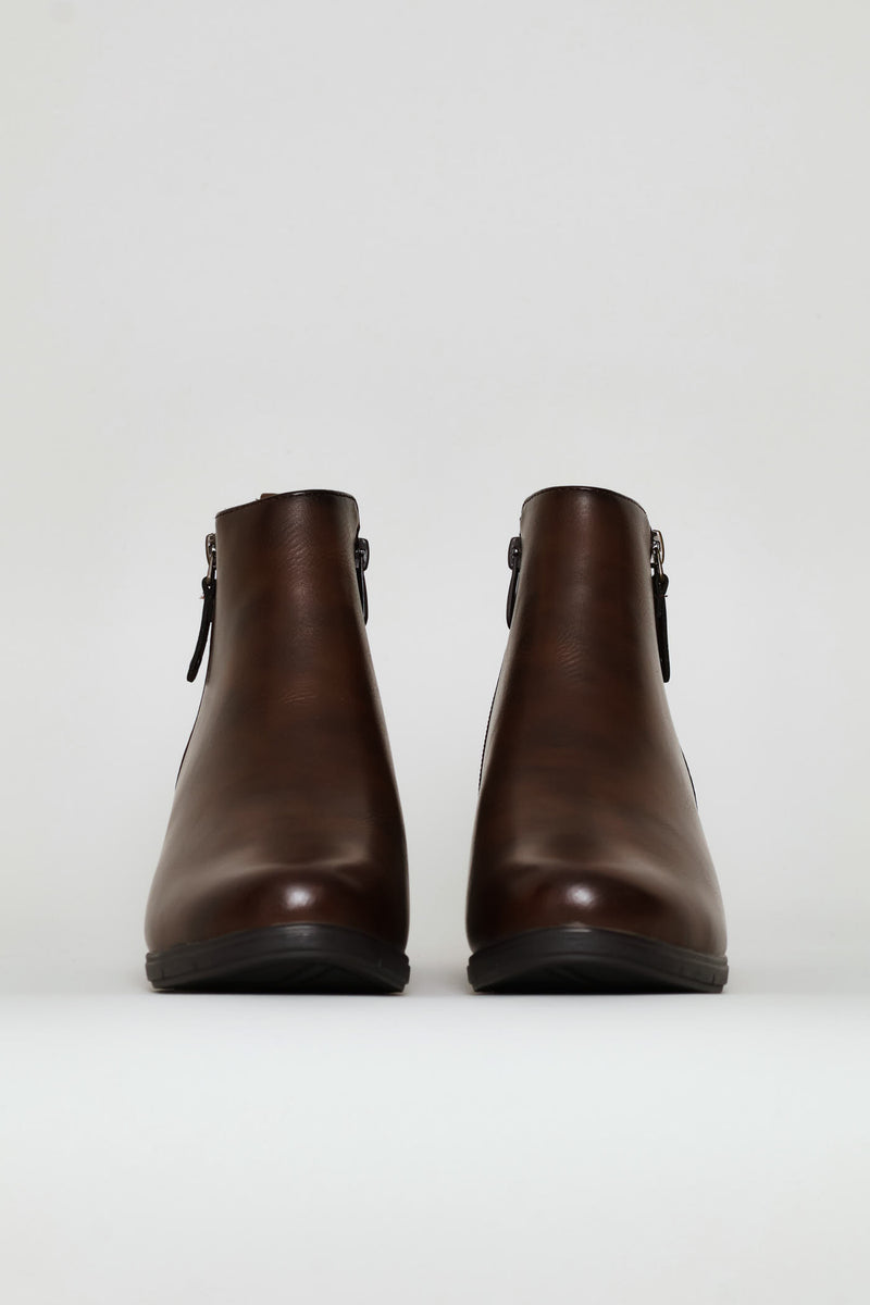 Ankle Wedge Boot - Brown