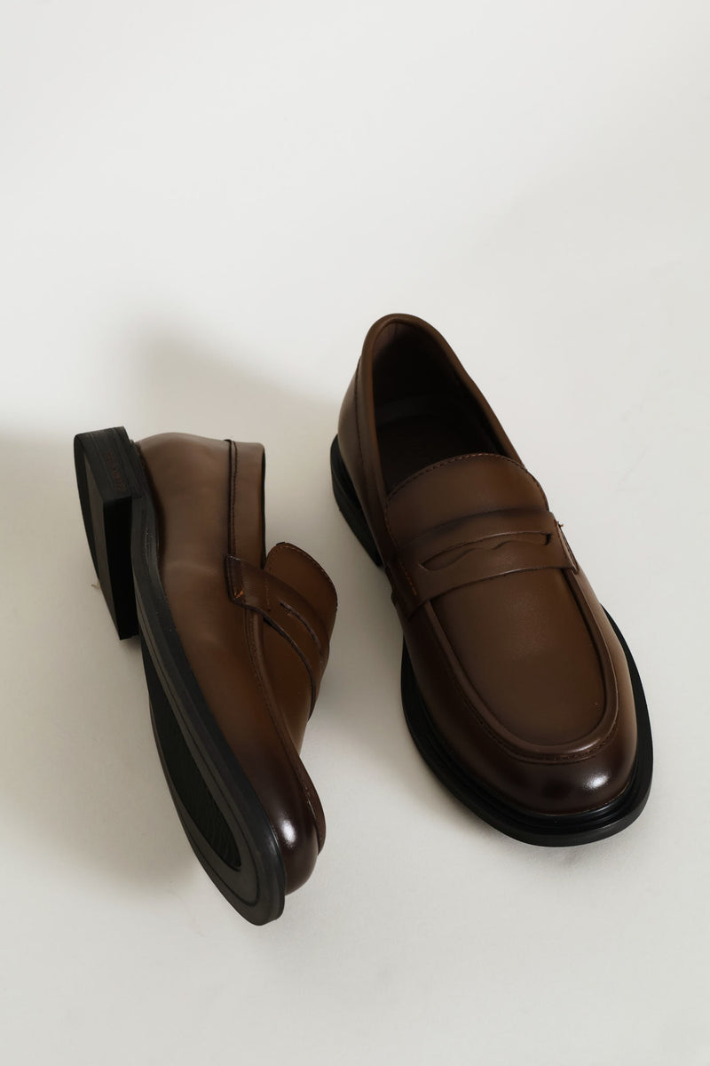 Leather Formal Penny Moccasin - Chocolate