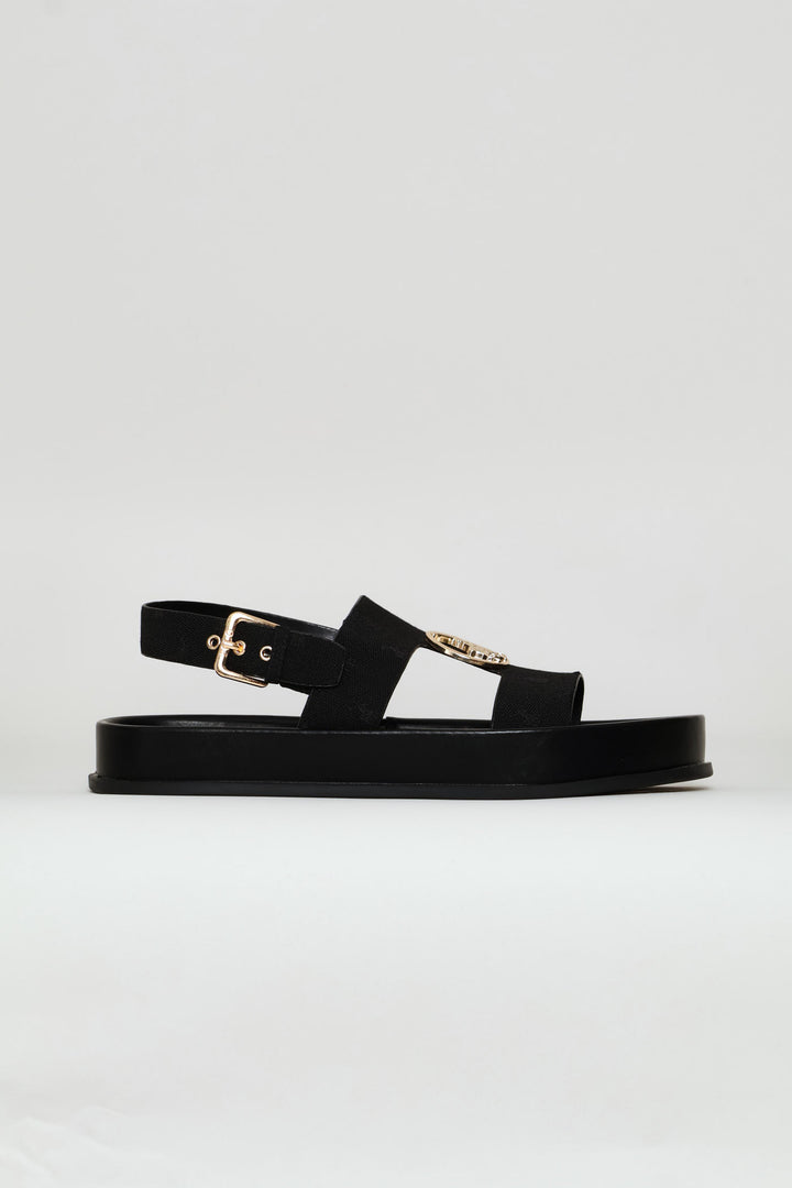 Moulded Unit Trim Twill Sandal - Black