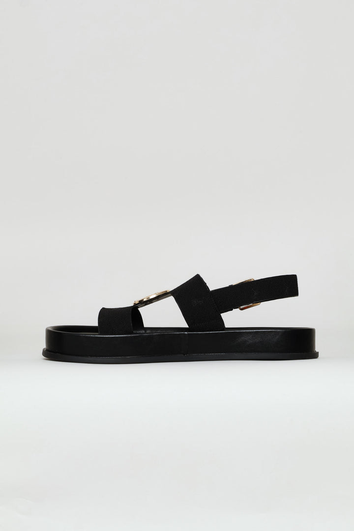 Moulded Unit Trim Twill Sandal - Black