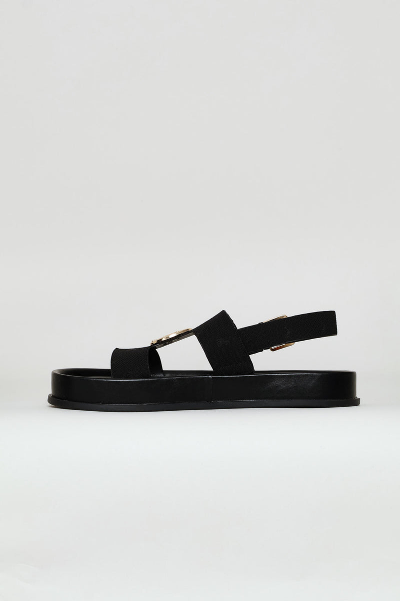 Moulded Unit Trim Twill Sandal - Black