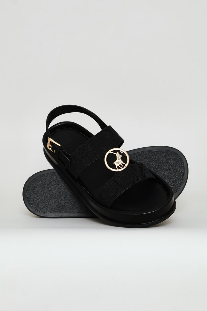 Moulded Unit Trim Twill Sandal - Black