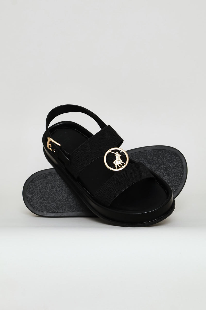 Moulded Unit Trim Twill Sandal - Black