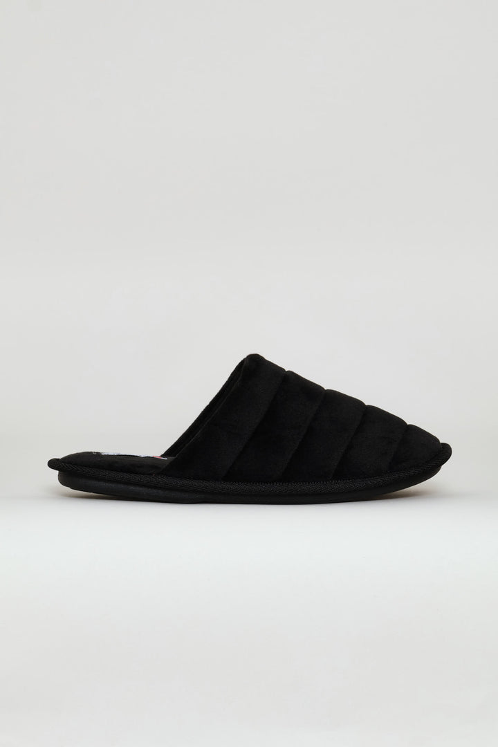 Plush Upper Comfort Slipper - Black