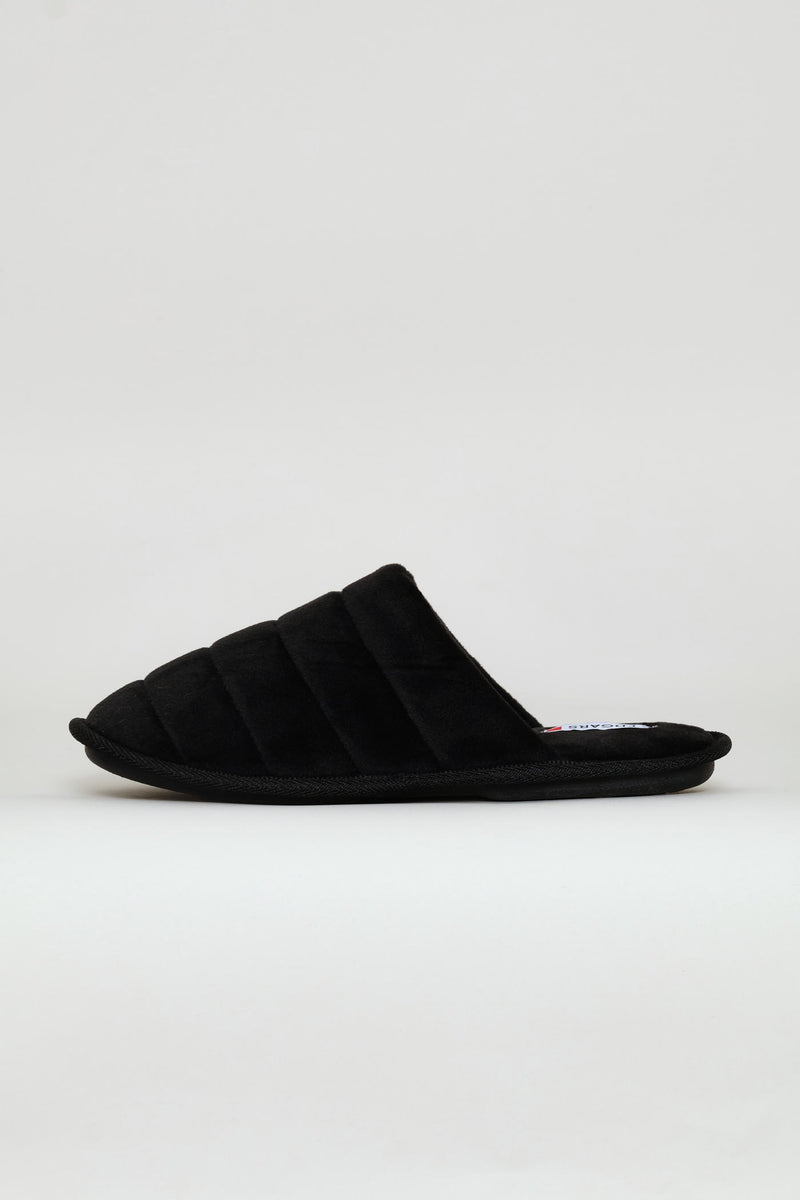 Plush Upper Comfort Slipper - Black