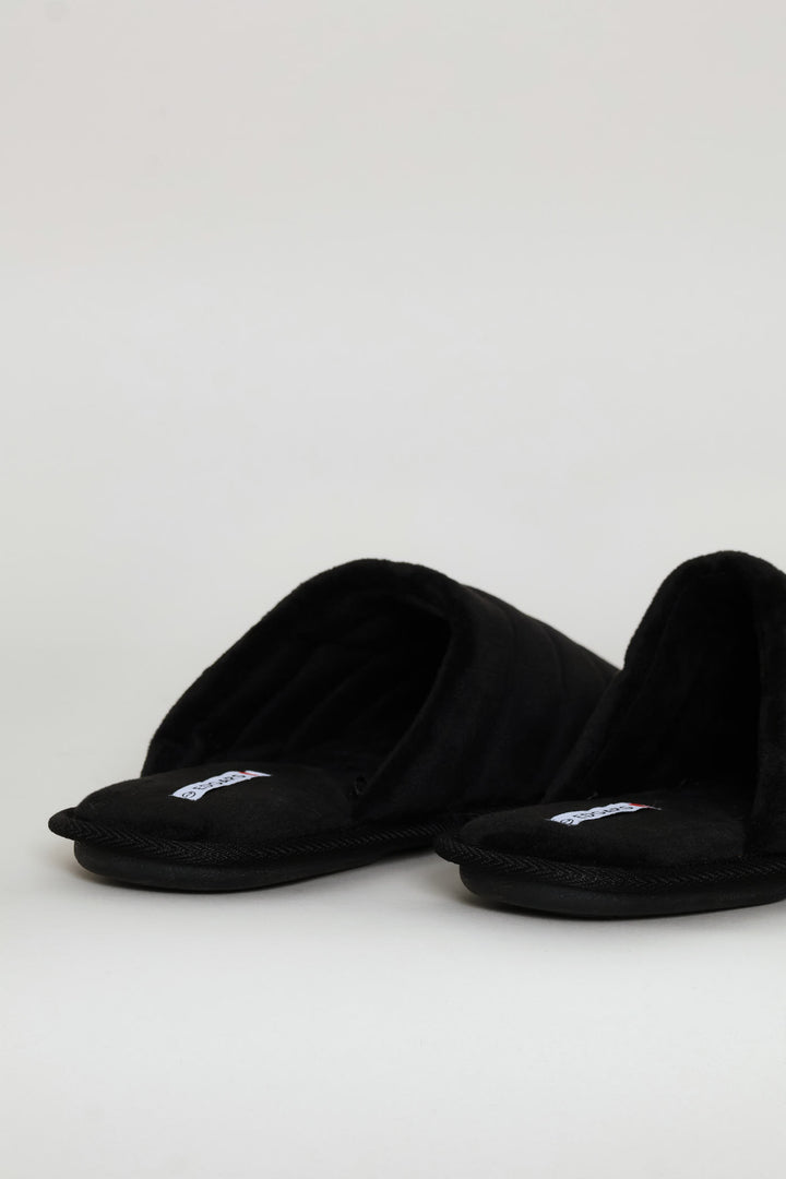 Plush Upper Comfort Slipper - Black