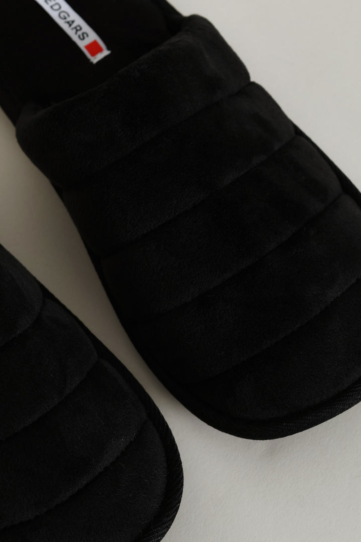Plush Upper Comfort Slipper - Black