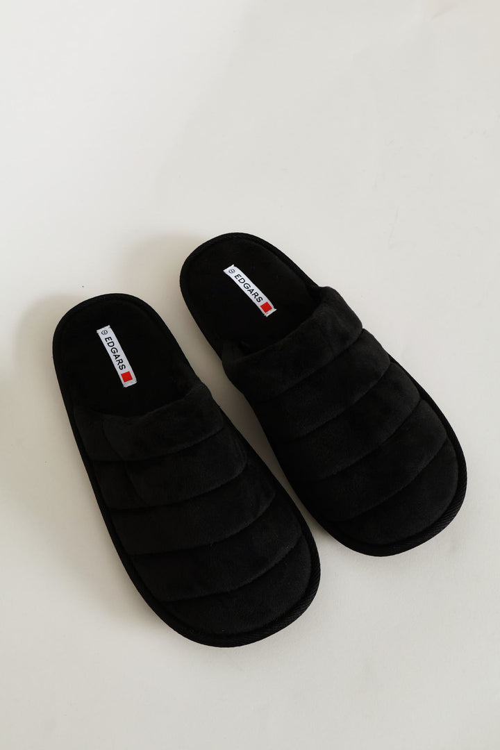 Plush Upper Comfort Slipper - Black