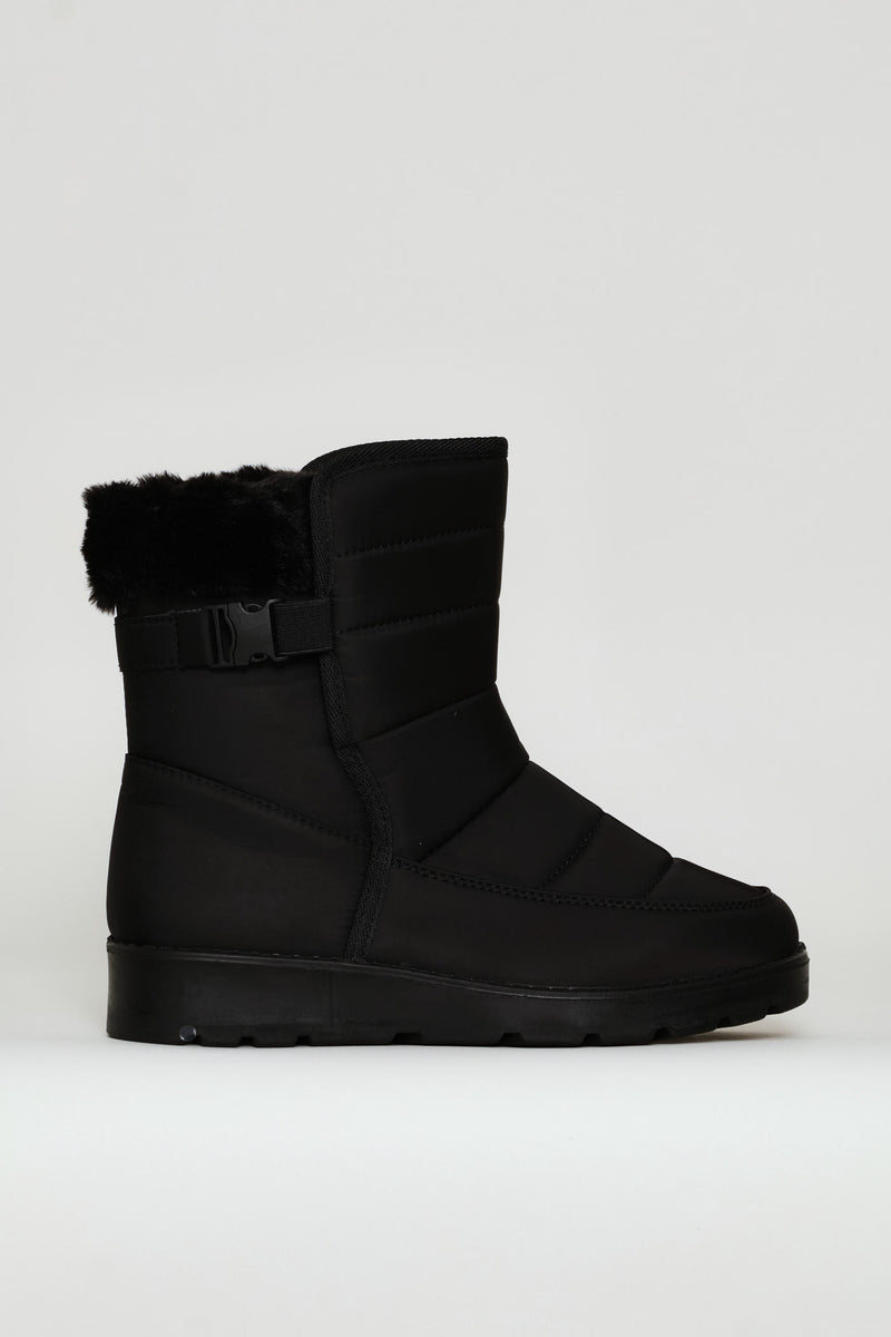 Faux Fur Snow Boot - Black