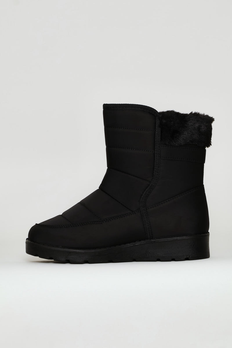 Faux Fur Snow Boot - Black