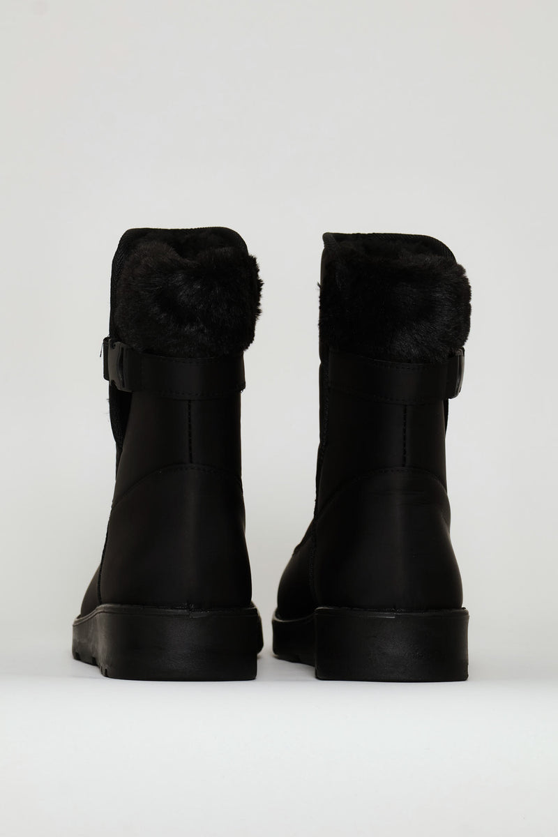 Faux Fur Snow Boot - Black