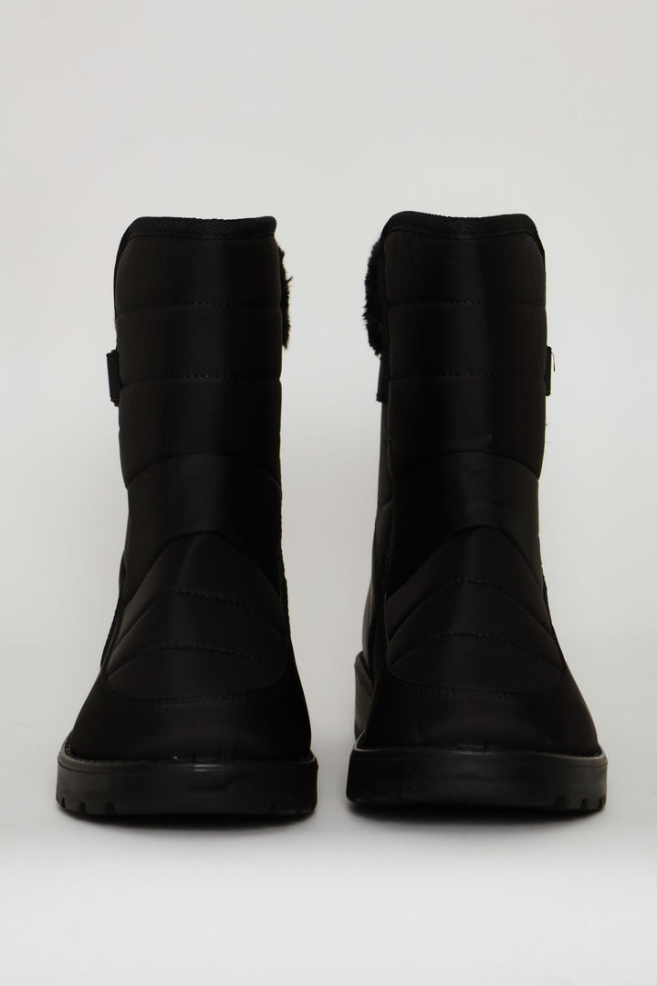 Faux Fur Snow Boot - Black