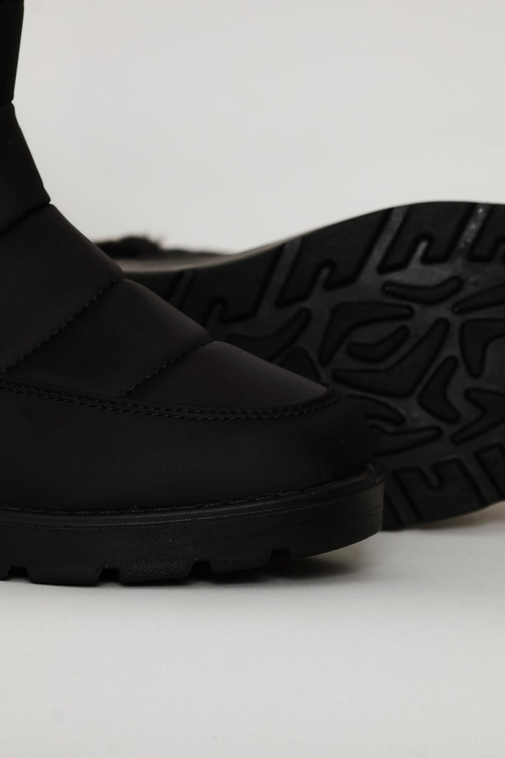 Faux Fur Snow Boot - Black