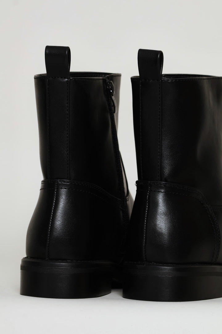 Round Toe Ankle Boot - Black