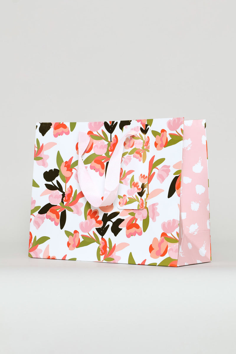 Gold Foil Small Gift Bag - Coral Pink