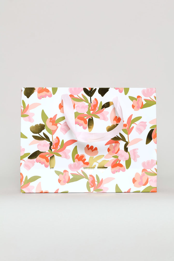 Gold Foil Small Gift Bag - Coral Pink