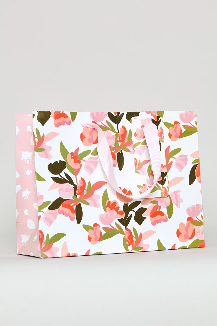 Gold Foil Small Gift Bag - Coral Pink