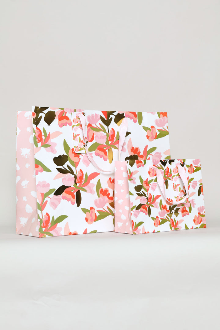 Gold Foil Small Gift Bag - Coral Pink