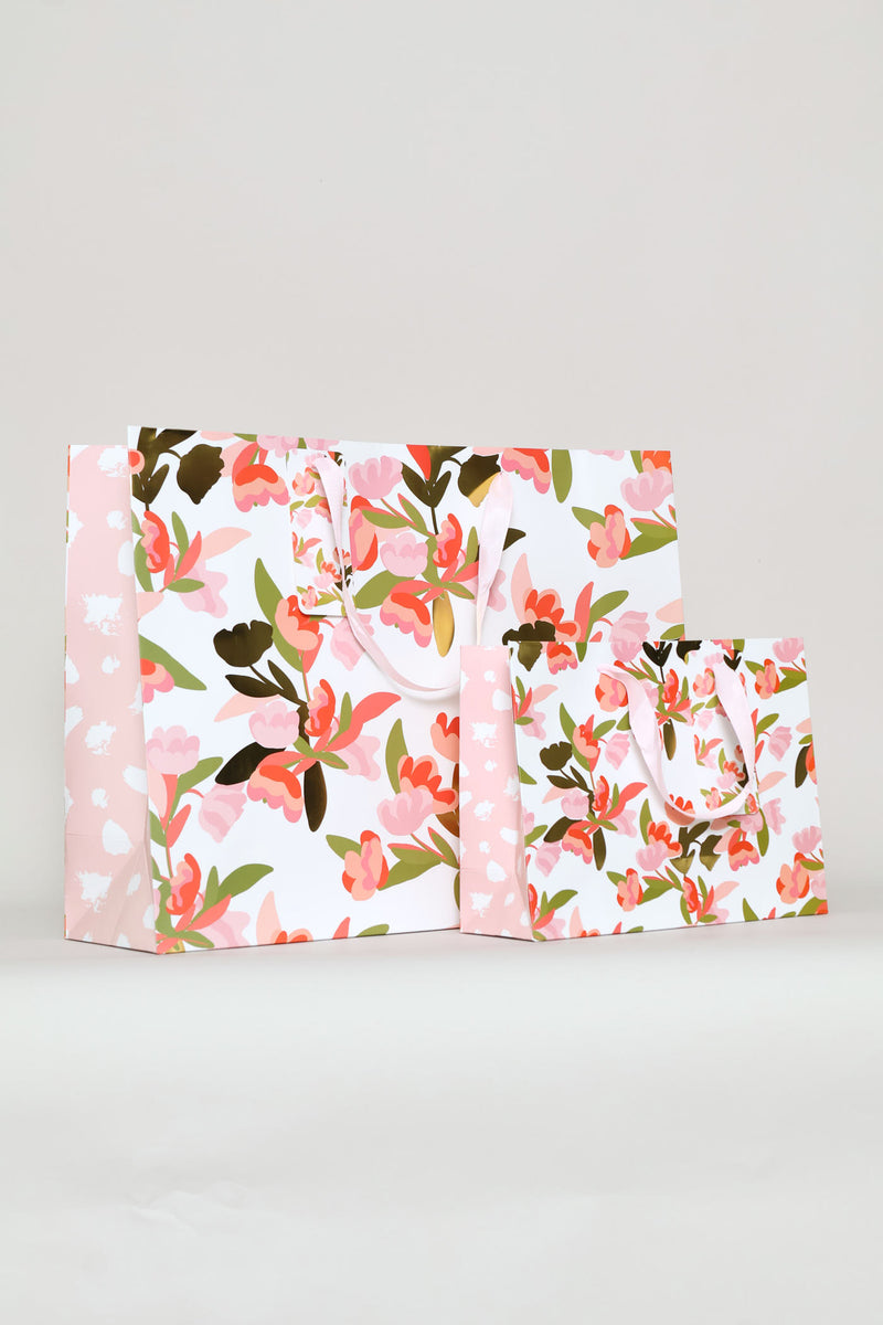 Gold Foil Small Gift Bag - Coral Pink