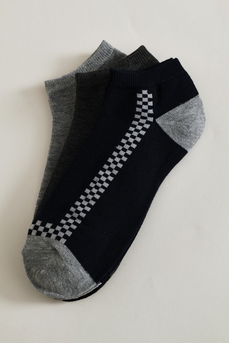 3 Pack Low Cut Socks - Charcoal/Light Grey
