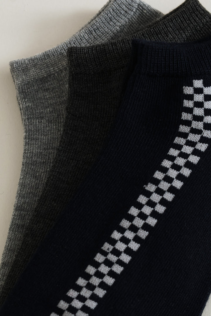 3 Pack Low Cut Socks - Charcoal/Light Grey