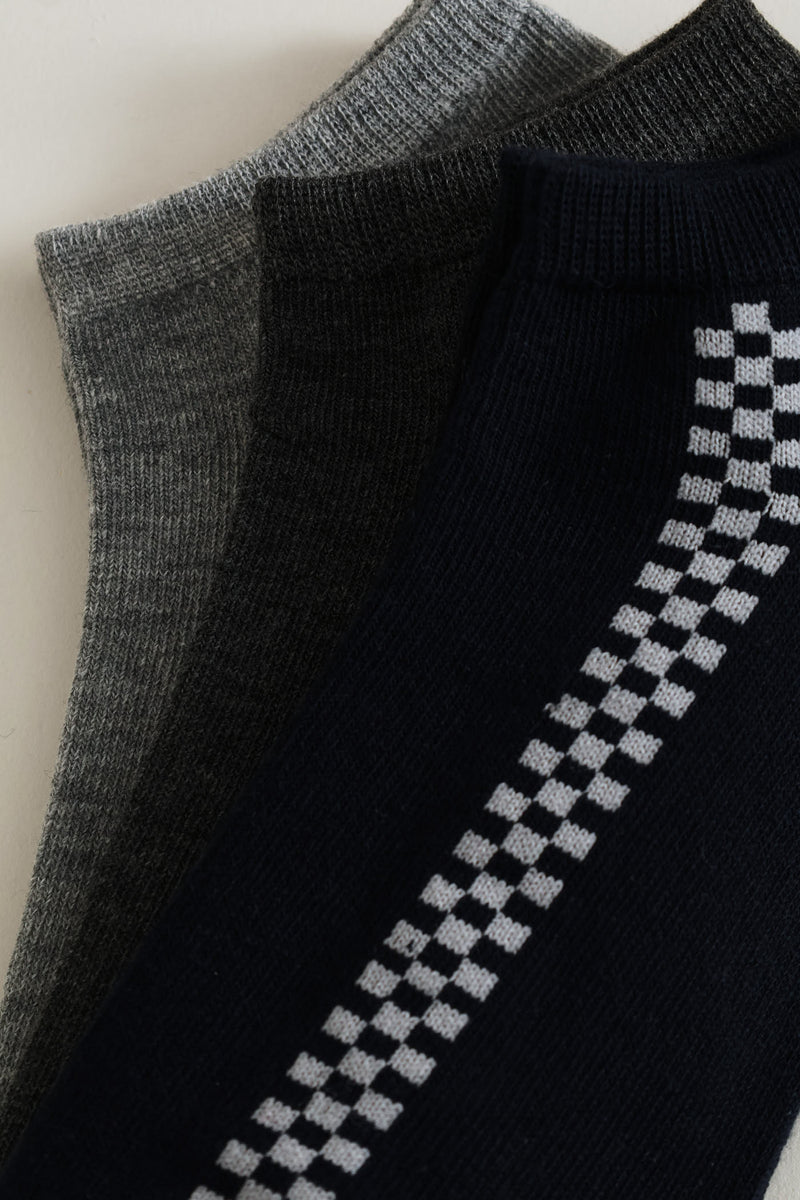 3 Pack Low Cut Socks - Charcoal/Light Grey