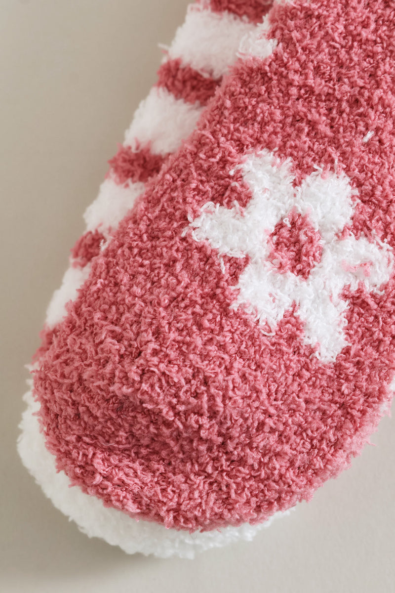 2 Pack Cosy Flower Socks - White/Pink