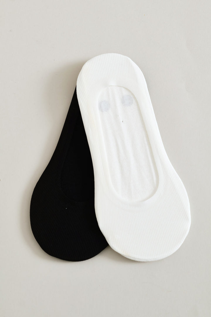 2 Pack Ribbed Silicone Socks - Black/White