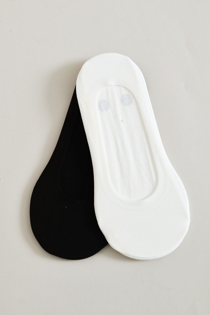 2 Pack Ribbed Silicone Socks - Black/White