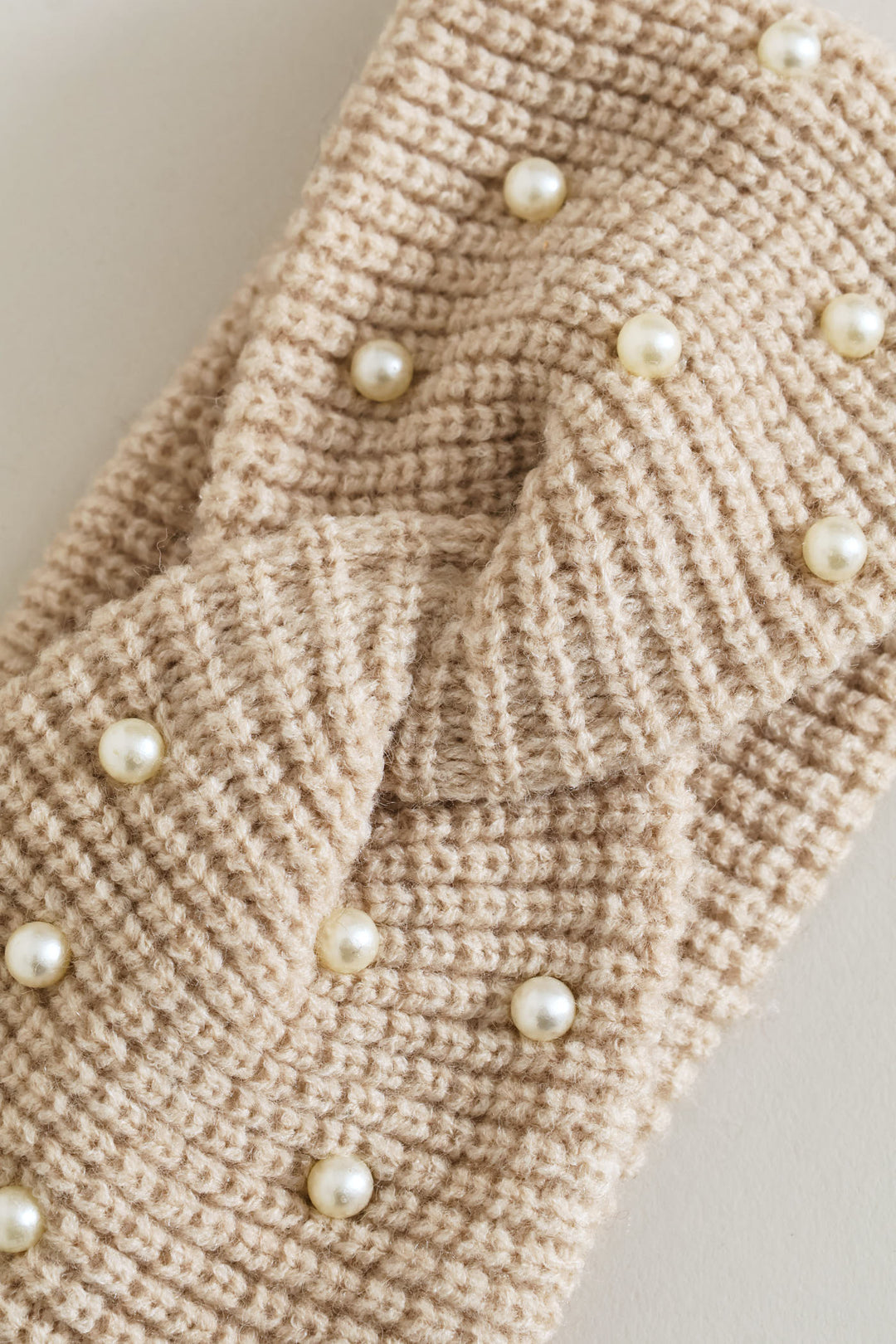Embellished Twisted Headband - Oatmeal