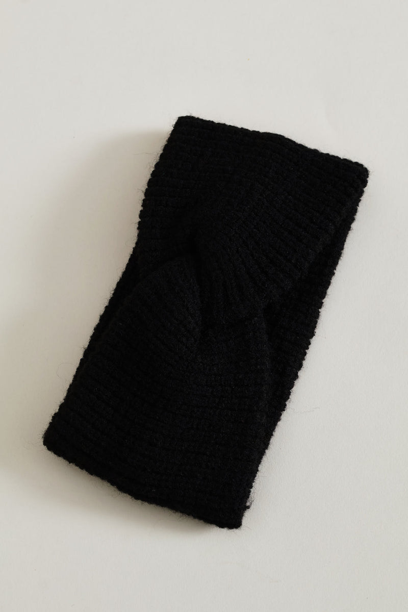 Knitted Twist Headband - Black