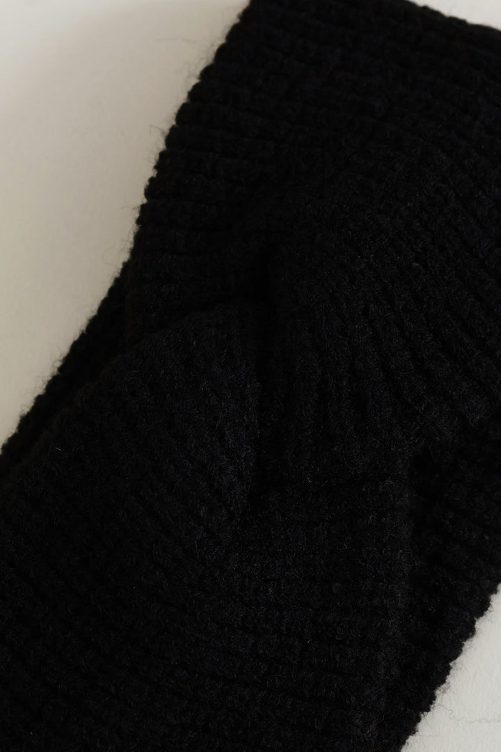 Knitted Twist Headband - Black