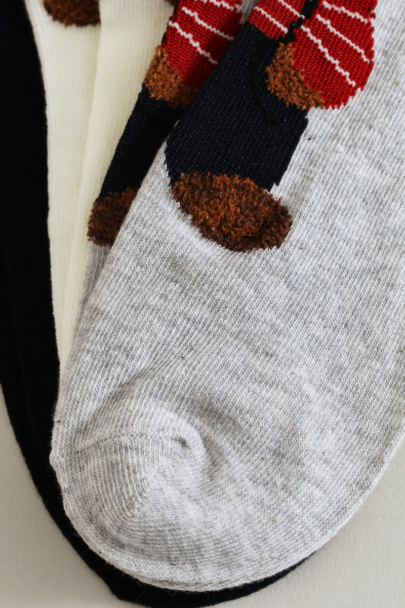 3 Pack Low Cut Teddy Fashion Socks - Multi