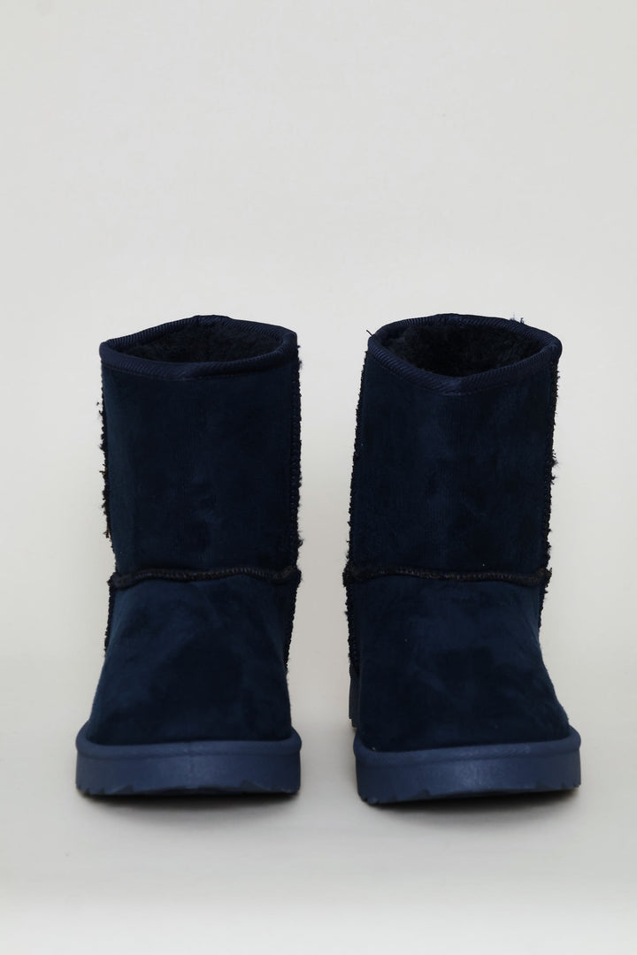 Boys Slipper Boot - Navy