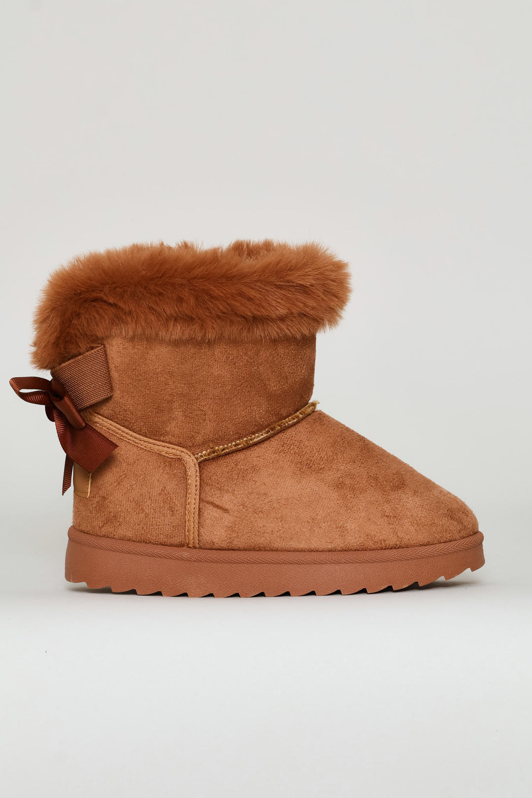 Girls Faux Fur Slipper Boot - Mocha