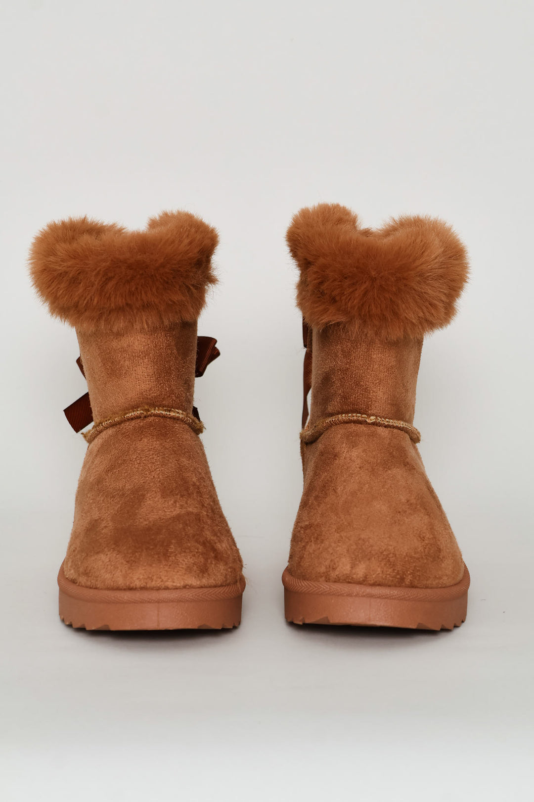 Girls Faux Fur Slipper Boot - Mocha