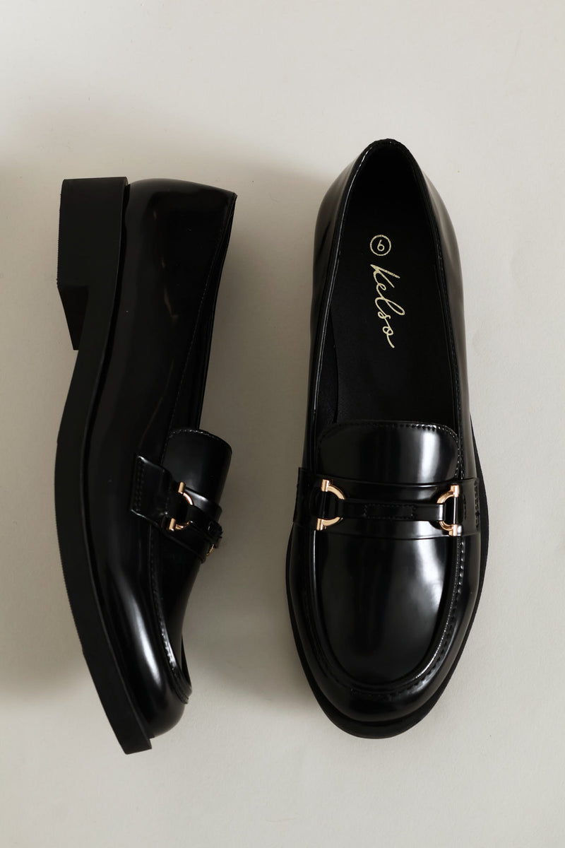 Gold Trim Detail Smart Loafer - Black