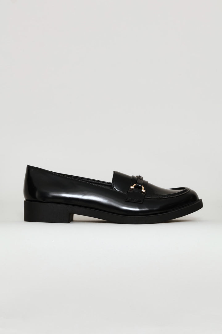 Gold Trim Detail Smart Loafer - Black