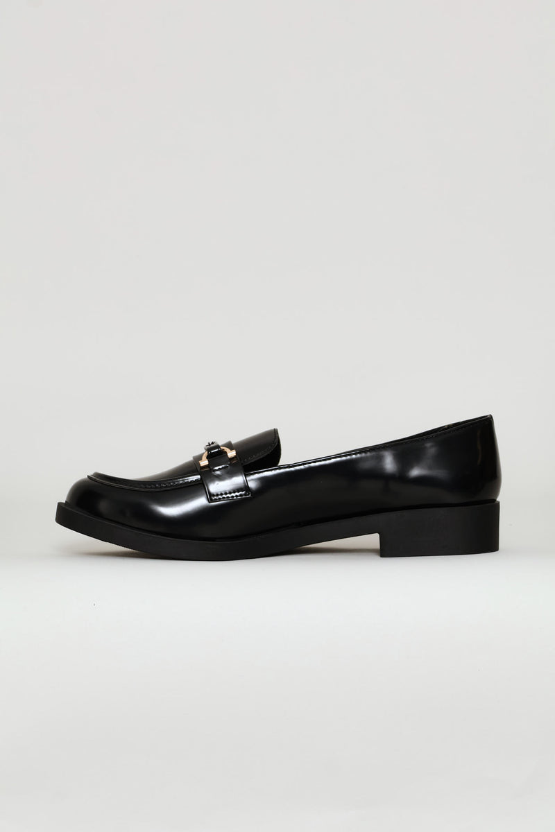 Gold Trim Detail Smart Loafer - Black