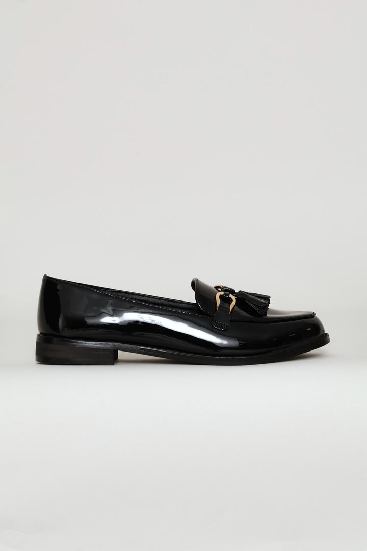 Trim And Tassle Detail Loafer - Black