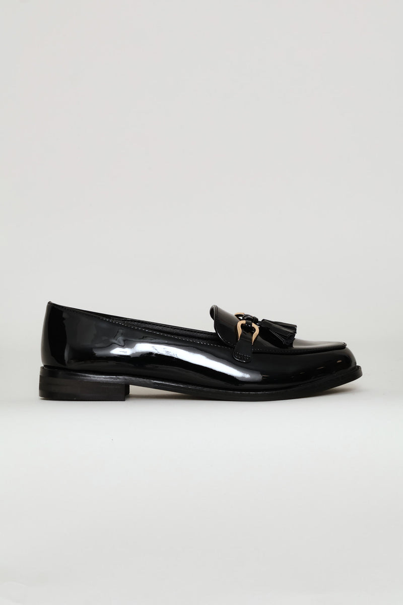 Trim And Tassle Detail Loafer - Black