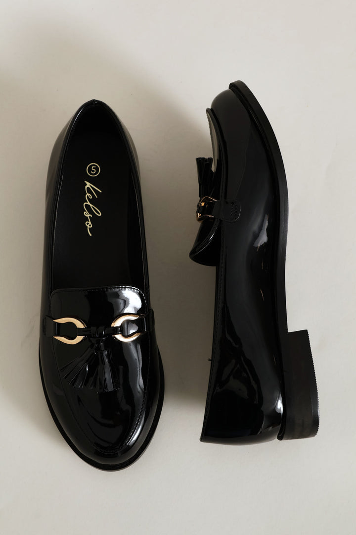 Trim And Tassle Detail Loafer - Black
