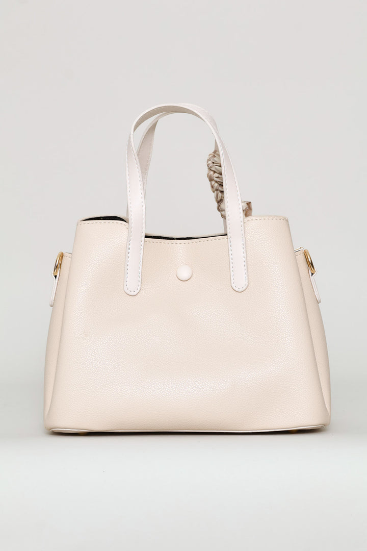 Ribbon Handle Crossbody Bag - Cream